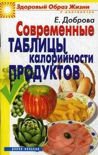 Современные таблицы калорийности продуктов, Доброва Е.В., 2012